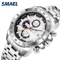 SMAEL 9090 Mode Herrenuhren Top Luxusmarke Business Edelstahl Quarzuhr Männer Casual Wasserdicht Sport Chronograph